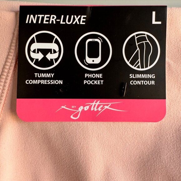 Gottex Peach Skin Collection Peach Whip Compression Leggings W/ Phone Pocket Sli - Picture 5 of 12